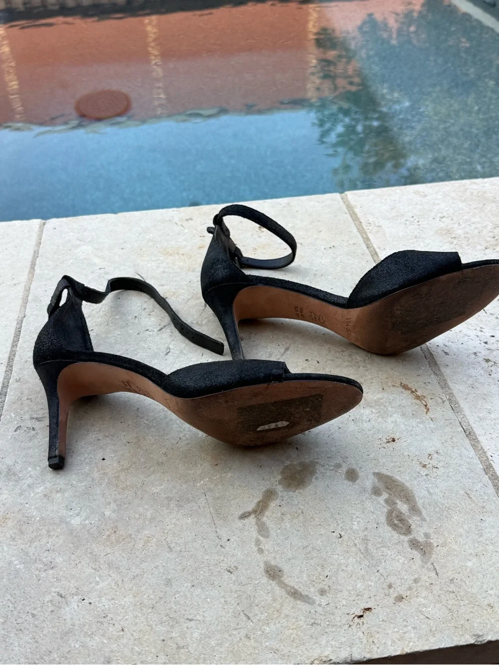 VIA SPIGA Black Suede Ankle-Strap Dress Sandals